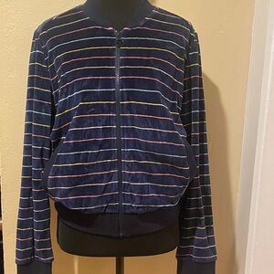 New Striped Velvet Bomber Jacket